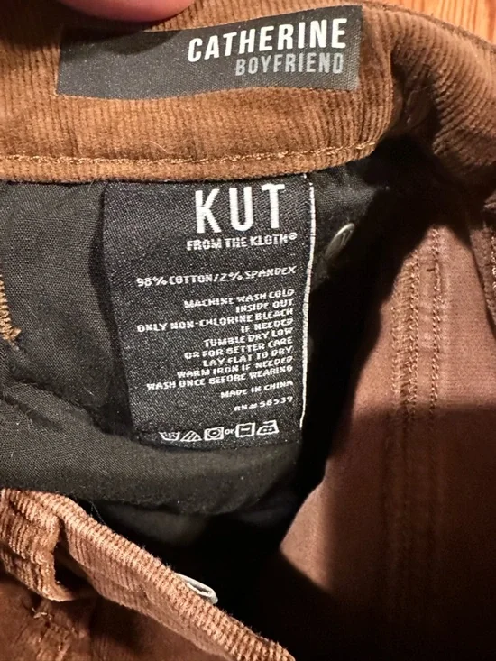Kut from the Kloth Brown Corduroy Catherine Boyfriend Straight Leg Pant Size 10 - Picture 8 of 8